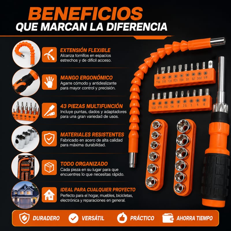 Kit de Destornillador Flexible 43 en 1 - Image 2