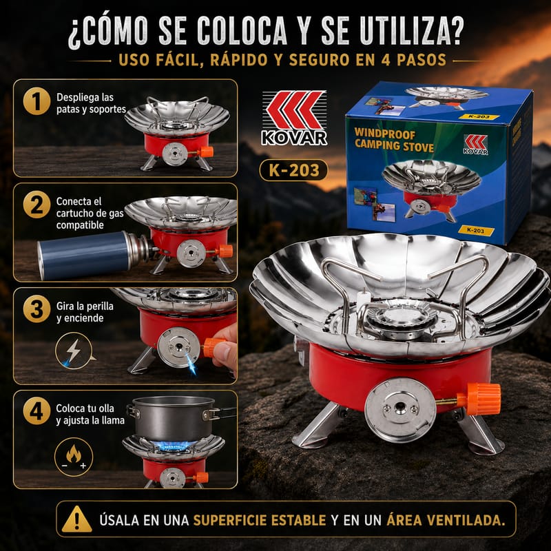 Estufa Portátil KOVAR K-203 para camping - Image 4