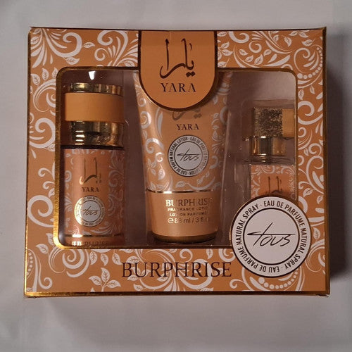SET DE YARA 1 CREMA 1 SPLASH 1 PERFUME KIT COMPLETO 3 PZS