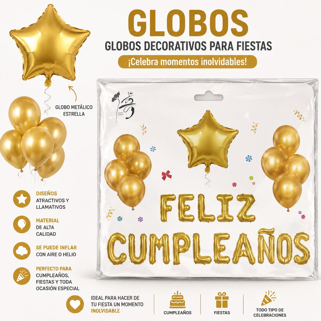 SET DE GLOBOS FELIZ CUMPLEAÑOS