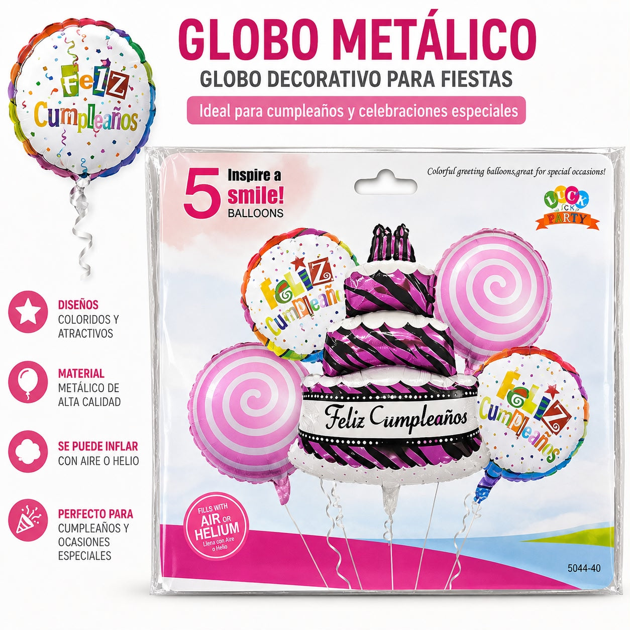 GLOBOS METÁLICOS FELIZ CUMPLEAÑOS S