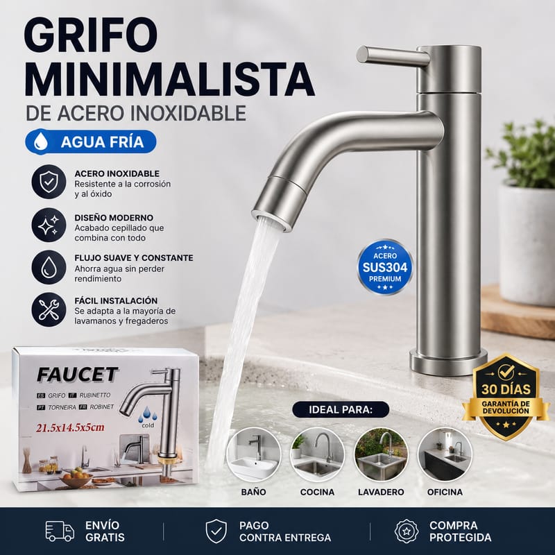 Grifo Minimalista de Acero Inoxidable - Image 1
