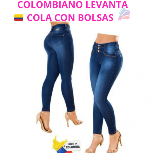 JEANS LEVANTA COLA COLOMBIANO CON BOLSAS - Image 1
