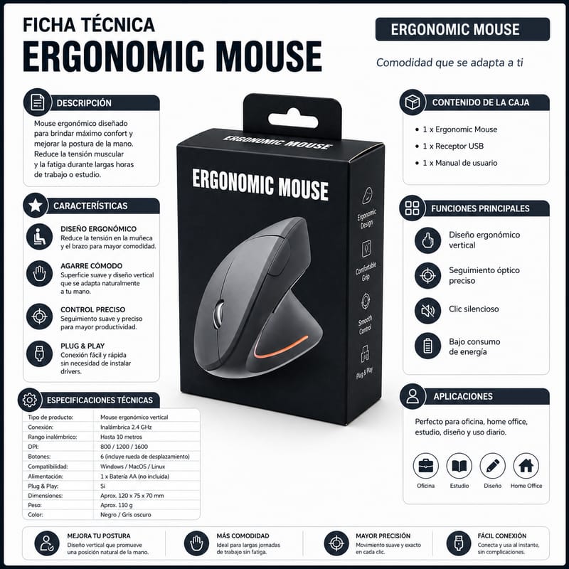 MOUSE ERGONÓMICO 28796-42 - Image 1